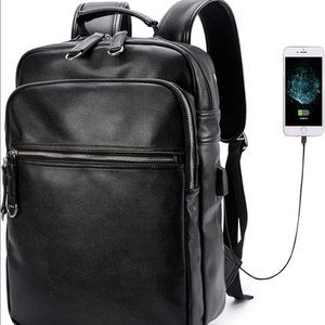 Black Leather Kissun Backpack